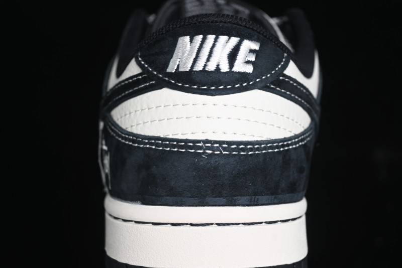Nike SB Dunk Low Stussy Triple Collaboration - Patchwork Black Swoosh Anniversary Custom Low-Top Casual Skate Shoes - YX5066-222