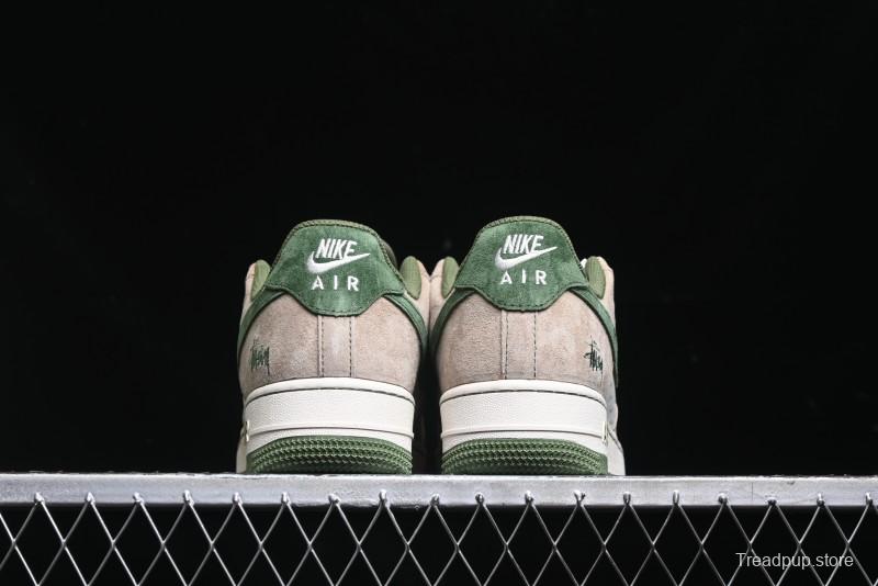Nike Air Force 1 '07 Low Stussy Collaboration Light Brown Green Low-Top Casual Sneakers - XZ6188-666