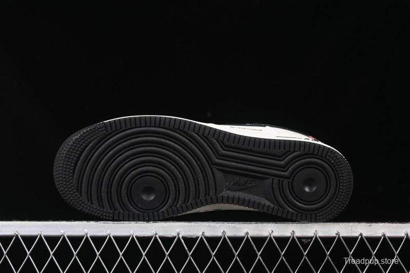 Nike Air Force 1 '07 Low Stussy Collaboration - Black Woven Label Low-Top Casual Sneakers - SJ6698-011