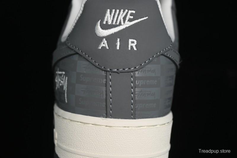 Nike Air Force 1 '07 Low Stussy Collaboration - Light Bone Shadow Low-Top Casual Sneakers - DF0180-008