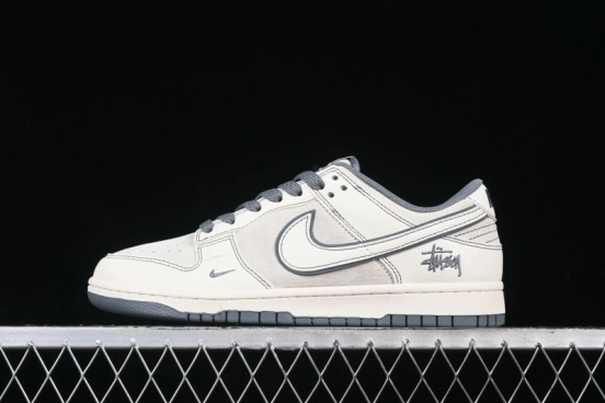 Nike SB Dunk Low Stussy Collaboration - Beige Grey Line Anniversary High-End Custom Low-Top Casual Sneakers - BB7518-007