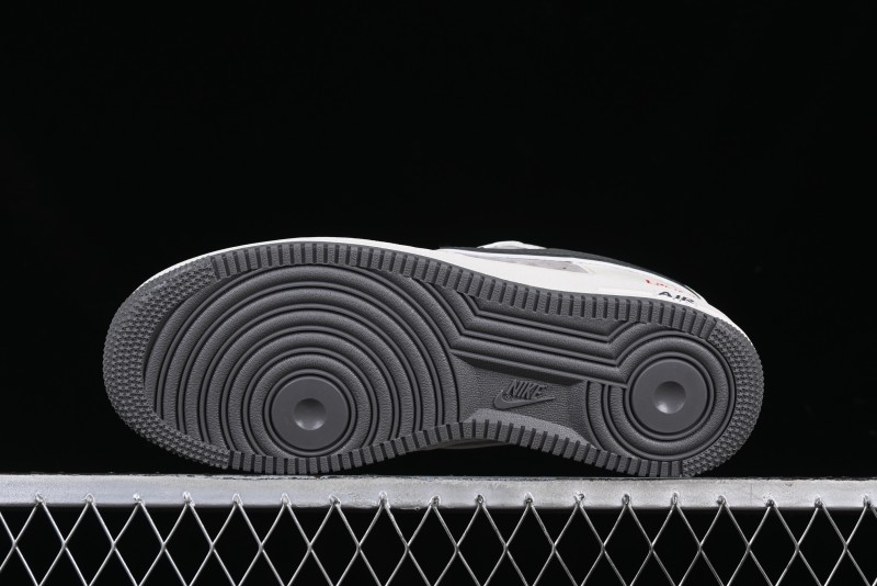 Nike Air Force 1 '07 Low Supreme Collaboration Custom Casual Sneakers with Grey Swoosh - DM6688-056