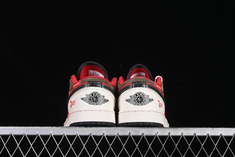 Nike Air Jordan 1 Low Supreme Collaboration Year of the Snake Limited Edition Retro Basketball Shoes - FC1688-203