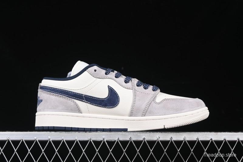 Nike Air Jordan 1 Low Stussy Collaboration Blue Suede Retro Basketball Shoes - SJ9950-035