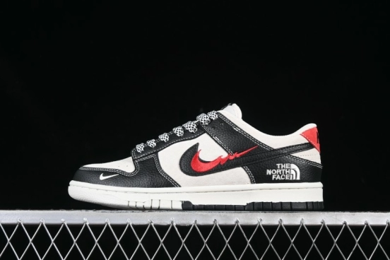 Nike SB Dunk Low The North Face Collaboration Embroidered Black Red Swoosh Anniversary High-End Custom Low-Top Casual Sneakers - DJ2024-128