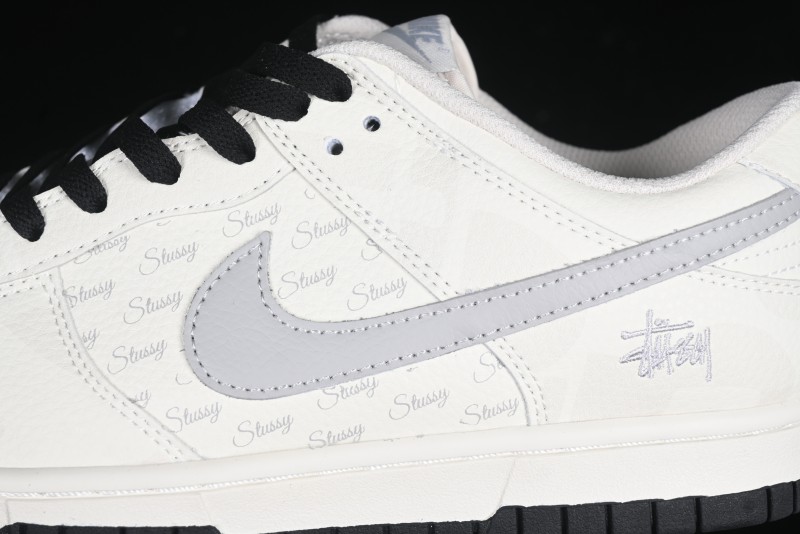 Nike SB Dunk Low Stussy Collaboration Barcode Embroidery Grey Hook Anniversary Custom Low-Top Casual Skate Shoes - DJ2024-054
