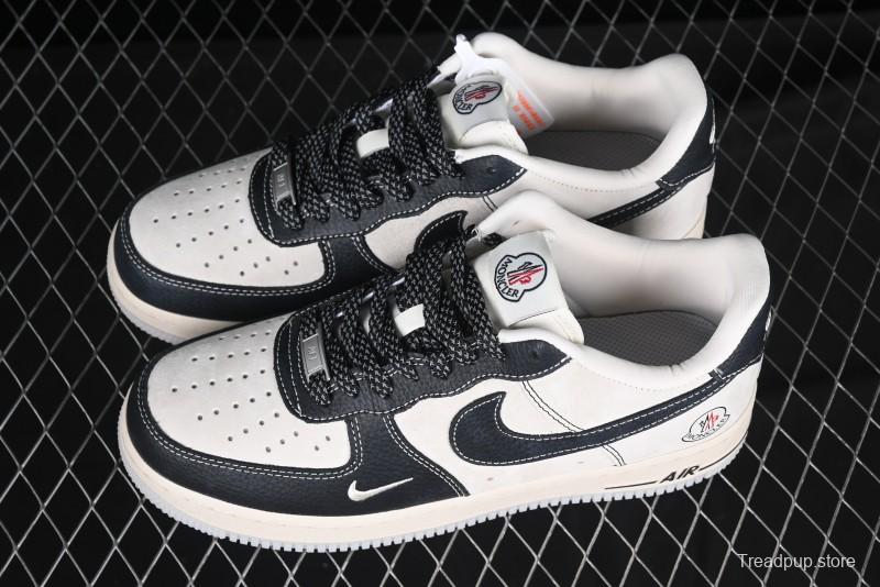 Nike Air Force 1 '07 Low Moncler Collaboration - Black Lychee Grain Pigskin Low-Top Casual Sneakers - CH6336-514