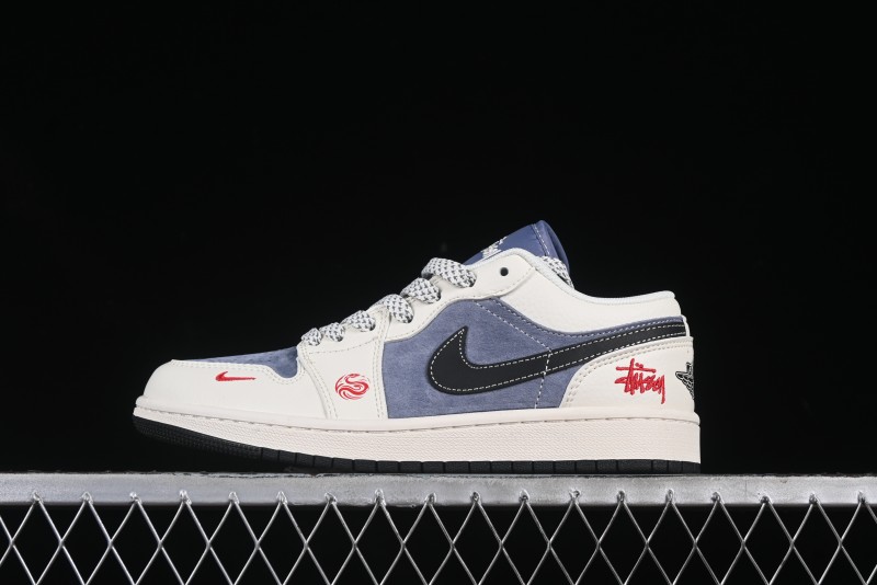 Nike Air Jordan 1 Low AJ1 Stussy Snake Year Limited Edition Retro Basketball Shoes - XX3318-517