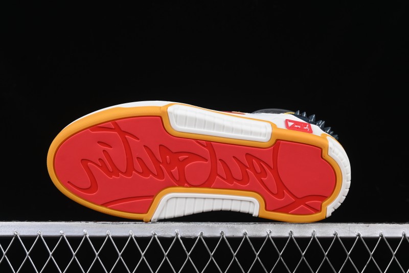 Christian Louboutin Funnyto Flat Comfortable Fashion Low-Top Sneakers in White Yellow Red - X.D4