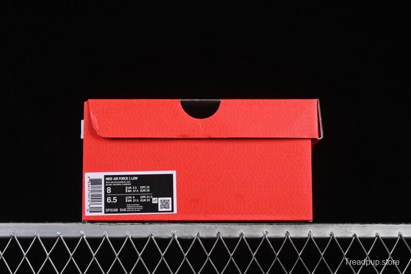 Nike Air Force 1 '07 Low Nezha Collaboration Grey Red Swoosh Casual Sneakers - DF0188-046