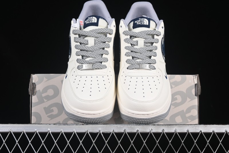 Nike Air Force 1 '07 Low The North Face Collaboration Grey Blue Double Swoosh Casual Sneakers - XS1958-520