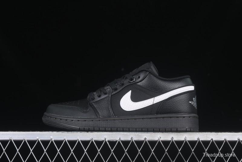 Nike Air Jordan 1 Low AJ1 Basketball Shoes in Black and White Canvas and Leather - HV5968-001