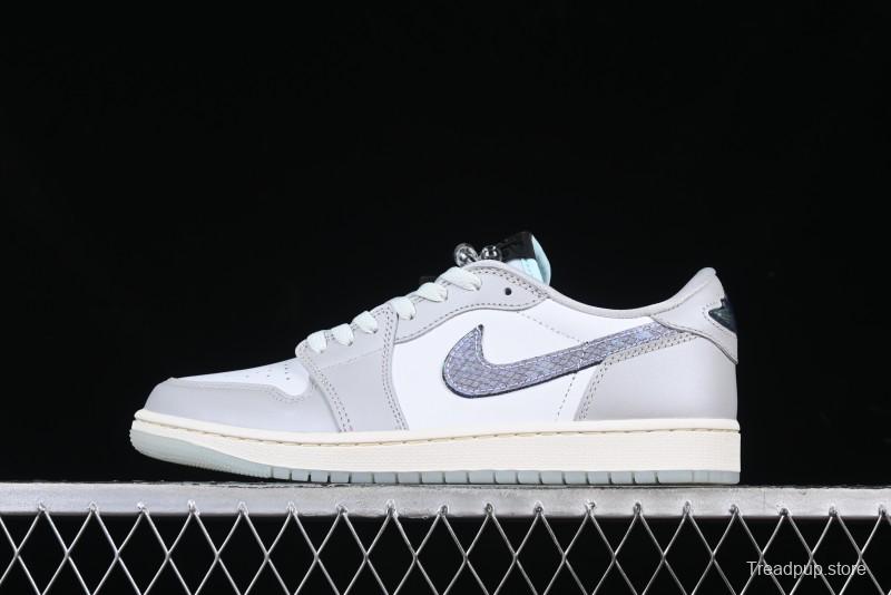 Nike Air Jordan 1 Low OG CNY AJ1 Snake Year Limited Silver Snake Low-Top Retro Basketball Shoes - HF3144-100