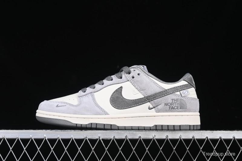 Nike SB Dunk Low The North Face Collaboration Double Swoosh Grey Pigskin Anniversary Edition Custom Low-Top Casual Skate Shoes - XX3168-009