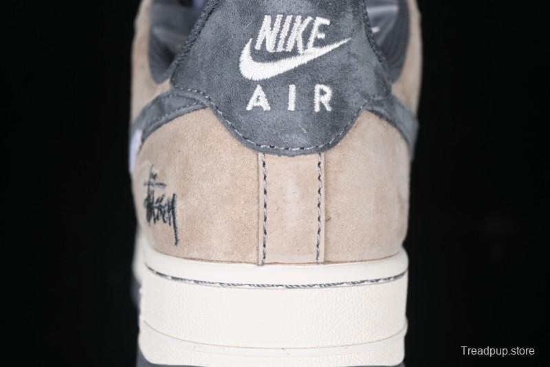 Nike Air Force 1 '07 Low Stussy Collaboration - Lambskin Brown Low-Top Casual Sneakers - XZ6188-888