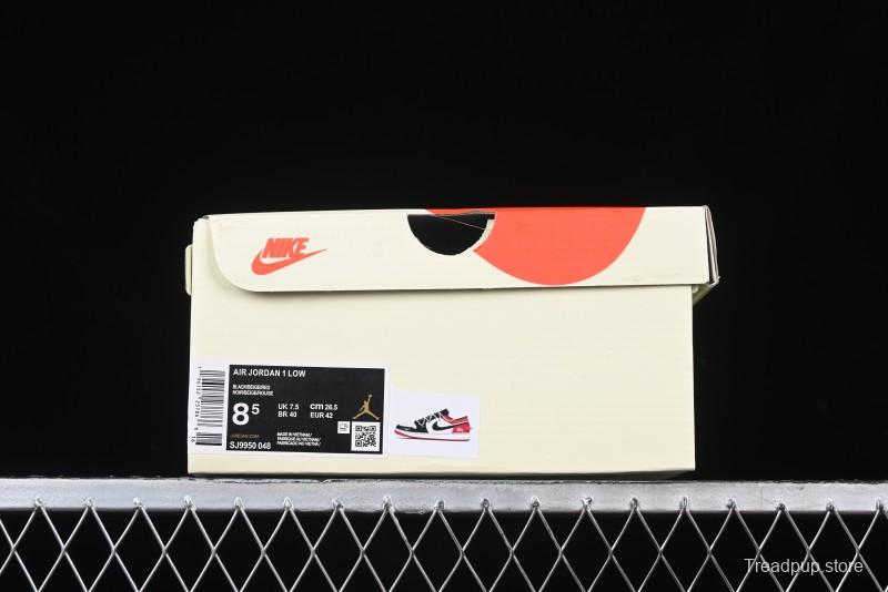 Nike Air Jordan 1 Low Stussy Collaboration - Black Red Custom High-End Retro Basketball Shoes - SJ9950-048