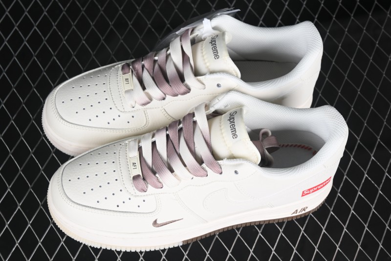 Nike Air Force 1 '07 Low Supreme Collaboration - Beige/Brown Colorway Low-Top Casual Sneakers BB7577-215