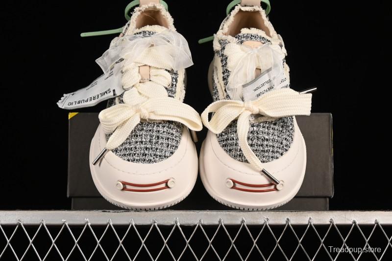 SMILEREPUBLIC SMILE Canvas Sneakers with Cut Wool Fringe and Unique Weaving - G.D4