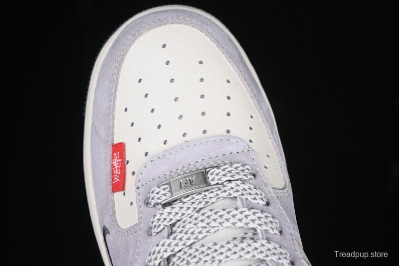 Nike Air Force 1 '07 Low Stussy Collaboration Pig Skin Swoosh Logo Low-Top Casual Sneakers - XS1958-501