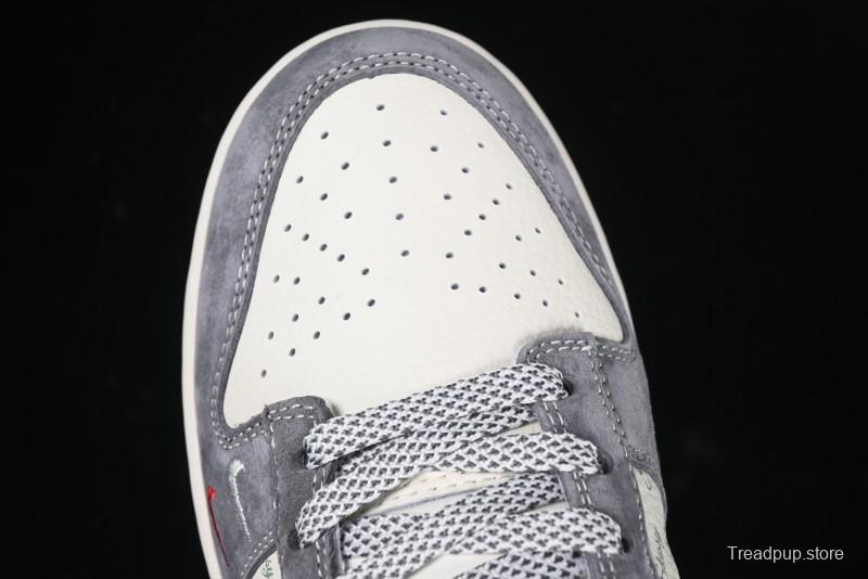 Nike SB Dunk Low Stussy Anniversary Edition Patchwork Grey Swoosh Customized Casual Skate Shoes - YX5066-221