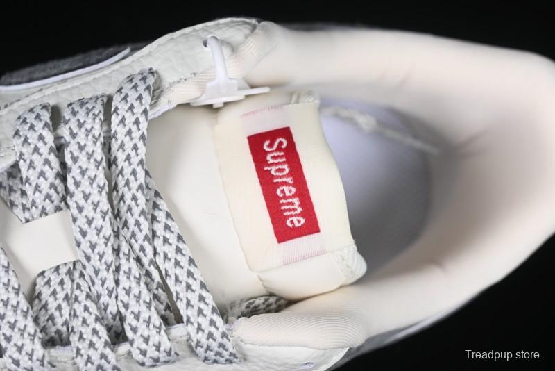 Nike Air Force 1 '07 Low Supreme Collaboration Grey Swoosh Red Tab Low-Top Casual Sneakers - CH6336-510