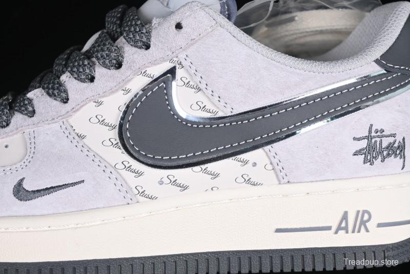 Nike Air Force 1 '07 Low Stussy Collaboration Grey Swoosh Casual Sneakers - XZ6188-911
