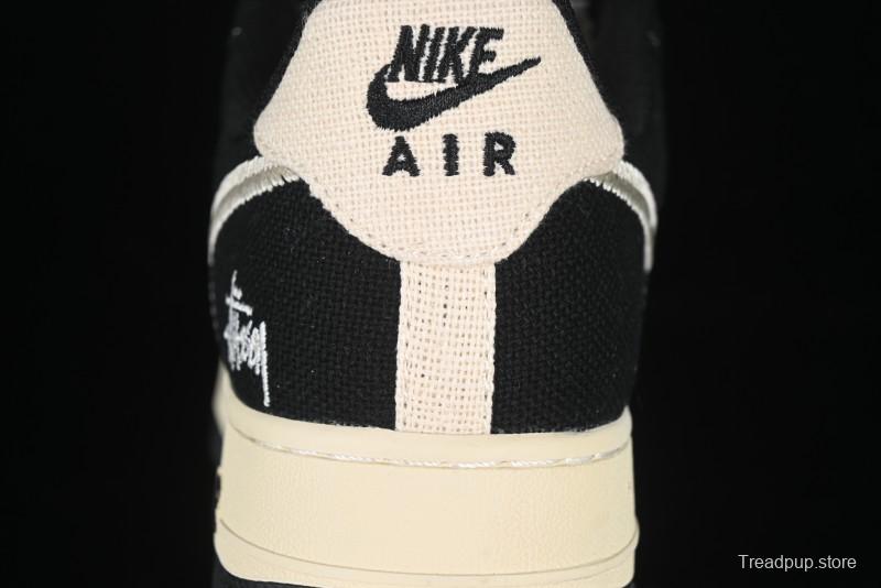 Nike Air Force 1 '07 Low Stussy Collaboration Beige Black Low-Top Casual Sneakers - XZ6188-762