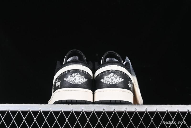 Nike Air Jordan 1 Low AJ1 Stussy White Black Leather Retro Basketball Shoes - XX3318-507
