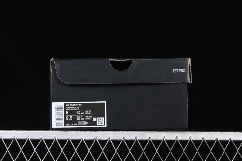 Nike Air Force 1 '07 Low White Black Swoosh Casual Sneakers - 315122-103