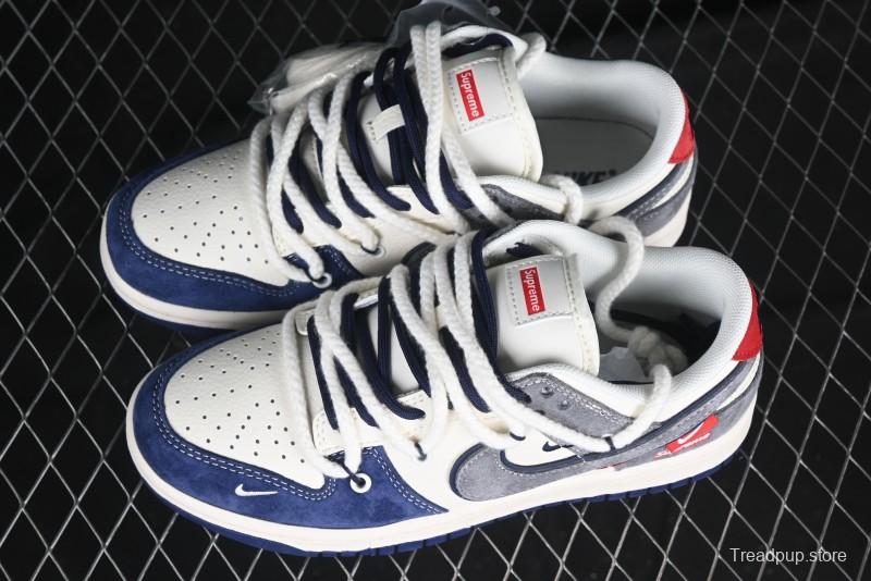 Nike SB Dunk Low Supreme Collaboration Sneakers in Gray Blue with Gray Swoosh - YX5066-260