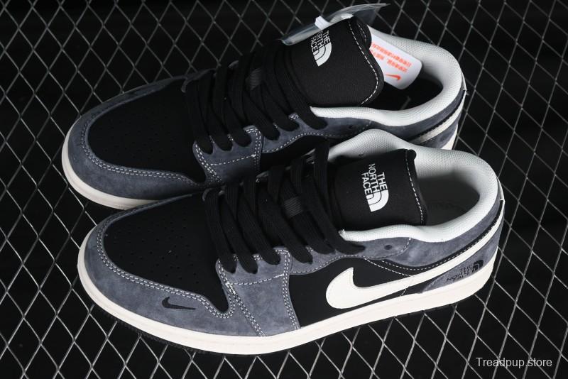 Nike Air Jordan 1 Low The North Face Collaboration Black Grey White Swoosh High-End Custom Retro Basketball Shoes - XX3318-510