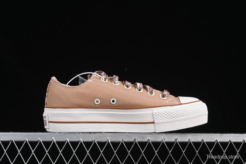 Converse All Star Platform Sneakers in Coffee Bean Milk Tea Color with OrthoLite Insole and Thick Sole for Height Boost - A11619C