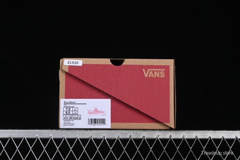 Vans Knu Skool Low Top Comfortable Slip Resistant Wear Resistant Casual Sneakers in Pink Checker - VN0009QCREV
