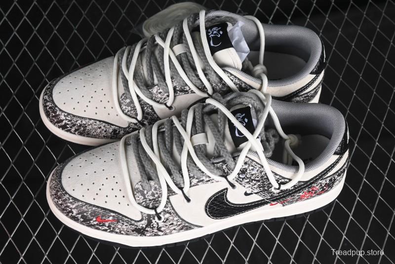Nike SB Dunk Low Year of the Snake Series Strap Black Swoosh Custom High-End Low-Top Casual Skate Shoes - YX5066-273