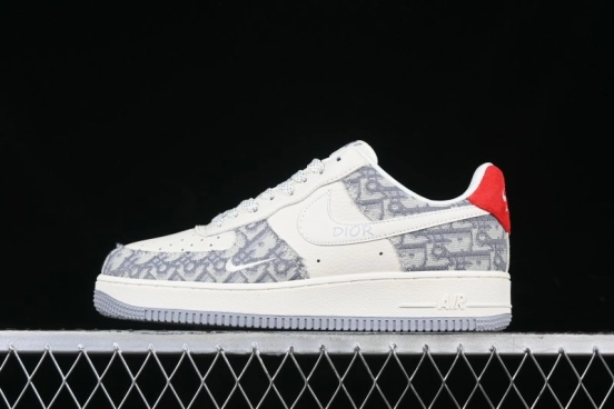 Nike Air Force 1 '07 Low Dior Collaboration - Grey Pattern Low-Top Casual Sneakers - DF0188-021
