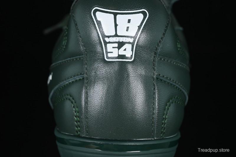 Louis Vuitton Footprint Soccer 2025 Spring Summer Collection Round Toe Lace-Up Low Top Lifestyle Casual Shoes - D.GREEN