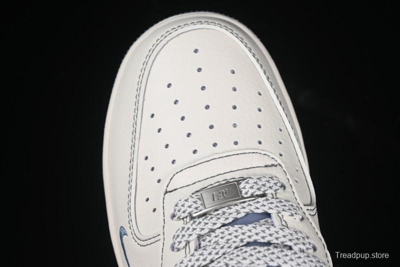 Nike Air Force 1 '07 Low Stussy Collaboration Grey Base Black Swoosh Casual Sneakers - XZ6188-761