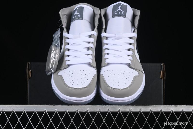 Nike Air Jordan 1 Mid AJ1 White Grey Mid Top Casual Sneakers - HF3193-100