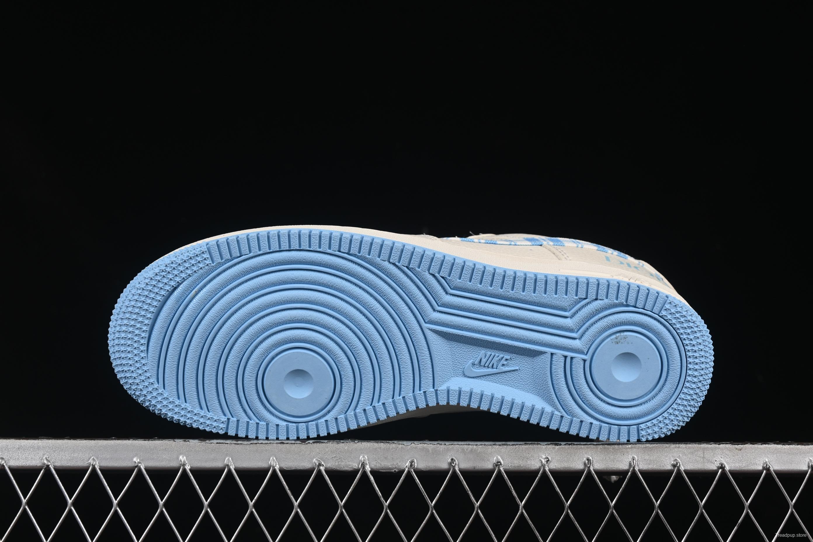 Nike Air Force 1'07 Low Dior Collaboration Beige Blue Checkered Casual Sneakers - KK1988-072