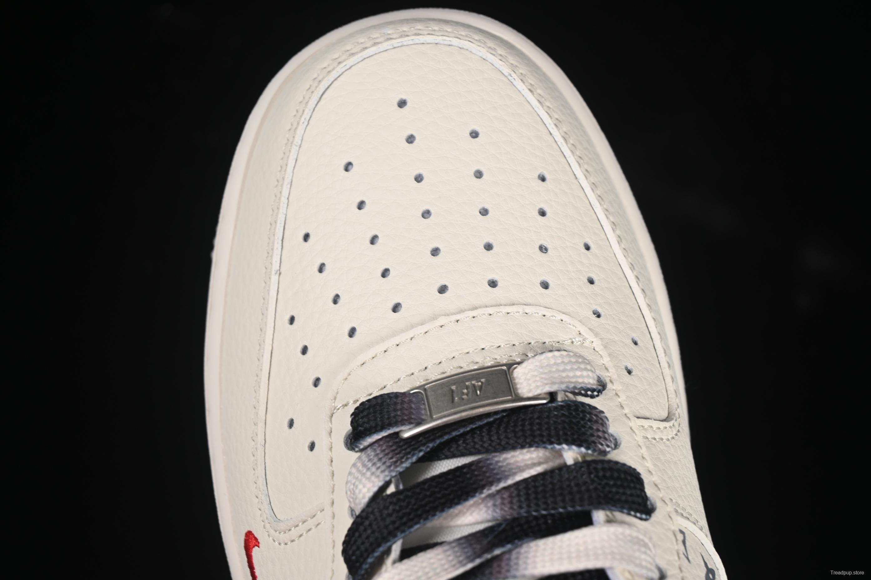 Nike Air Force 1 '07 Low Stussy Collaboration Black Dual-Print Casual Sneakers - HH7518-076