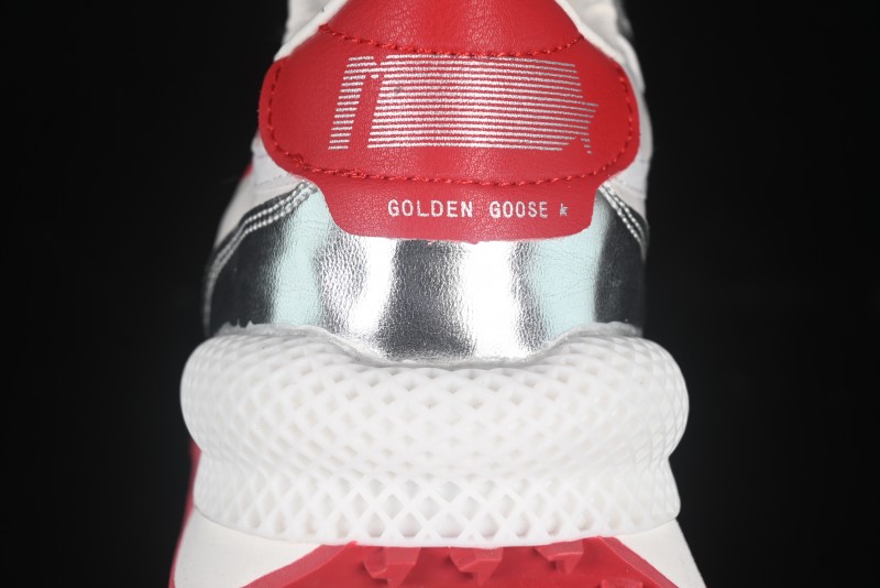 Golden Goose Marathon White Red Silver Comfortable Low-Top Lifestyle Sneakers - H8D4