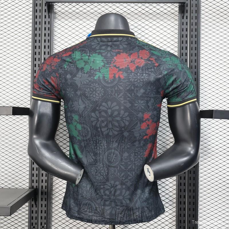 Player Version 2025 Mexico Black with Floral Pattern Design Jersey