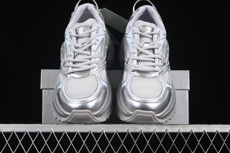GG-CC Chunky Low Casual Fashion Sneakers with Thick Sole and Height Increasing Design - 2607 Silver