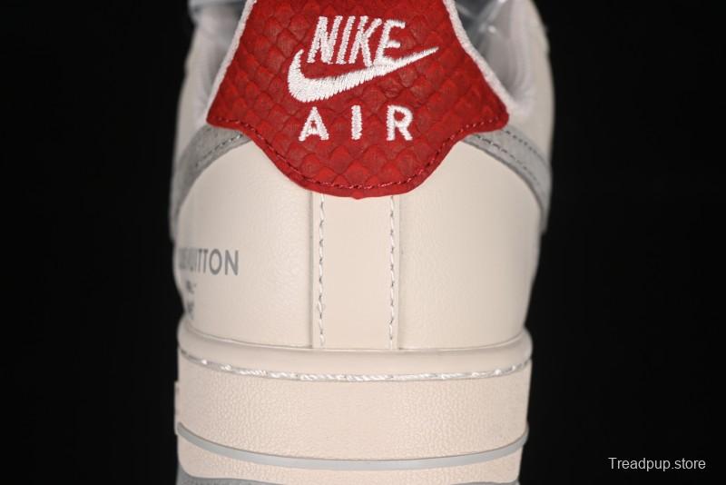 Nike Air Force 1 '07 Low LV Collaboration Beige Grey Snake Swoosh Casual Sneakers - XX3168-130