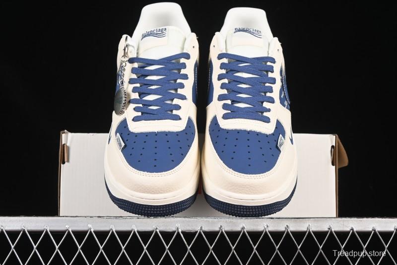 Nike Air Force 1'07 Low Balenciaga Collaboration Blue Woven Label Low-Top Casual Sneakers - DF0188-062