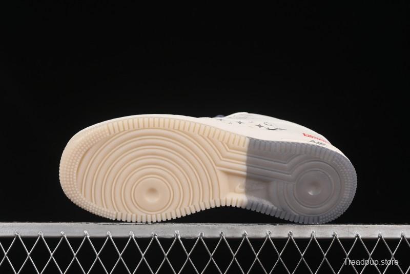 Nike Air Force 1 '07 Low Supreme Collaboration Dual-Tone Grey Print Casual Sneakers - HH7518-077