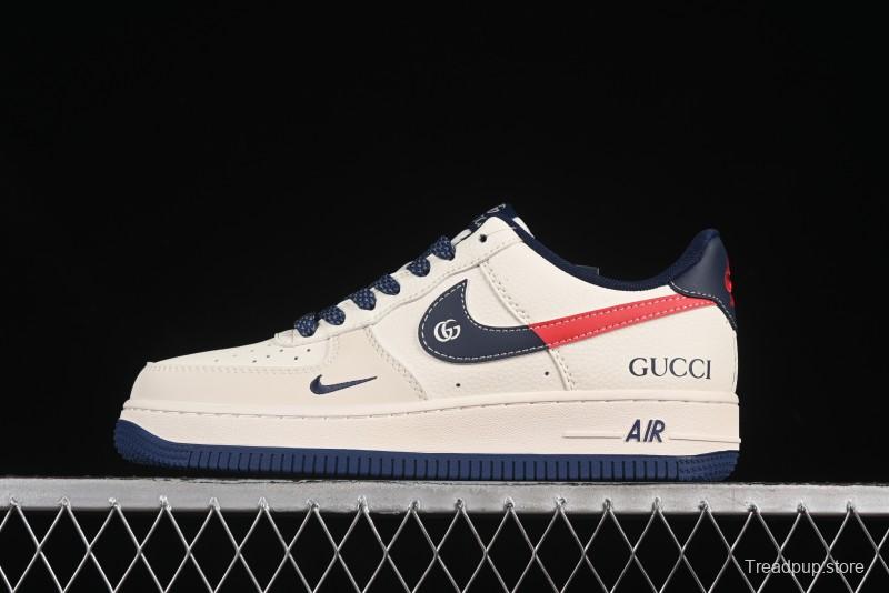 Nike Air Force 1'07 Low Gucci Collaboration Blue Red Swoosh Casual Sneakers - JJ2508-713