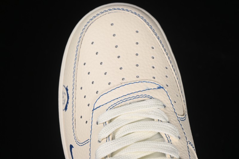 Nike Air Force 1'07 Low Casual Sneakers with Blue Line Ghost Face Design - DF0188-053