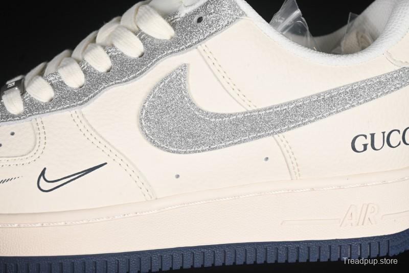 Nike Air Force 1 '07 Low Gucci Collaboration Silver Swoosh Casual Sneakers - XS1958-546
