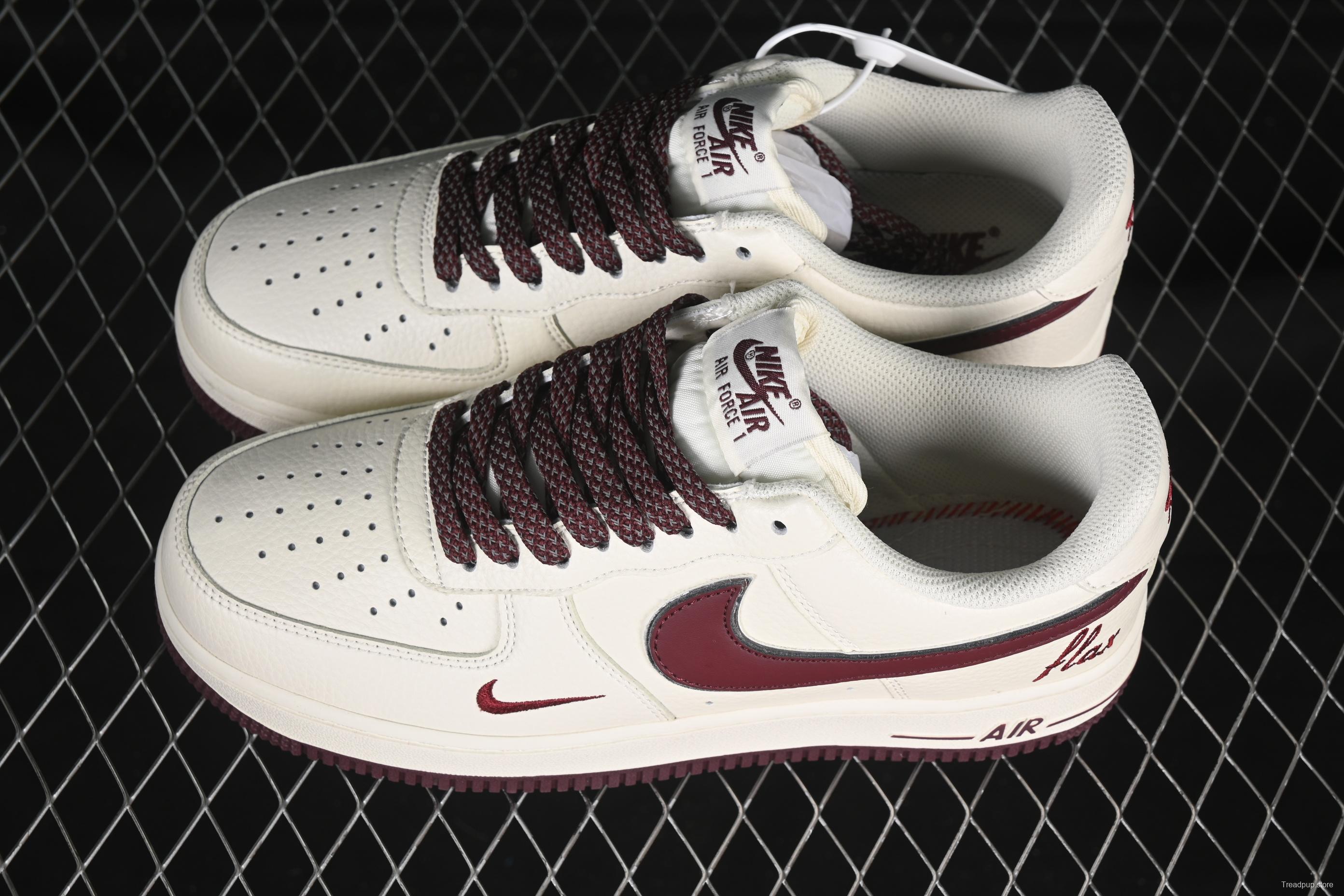 Nike Air Force 1'07 Low "Dream" Casual Sneakers with White Wine Red Swoosh - DR2024-105